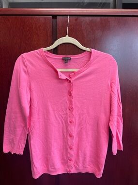Talbots Bright Pink Scallop-Button Cardigan